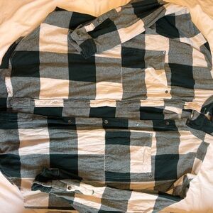 Aerie Green and White Plaid Button-Down Shirt